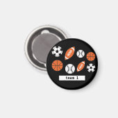 Quatre Ballons de sport amusants Magnet (Recto/Verso)