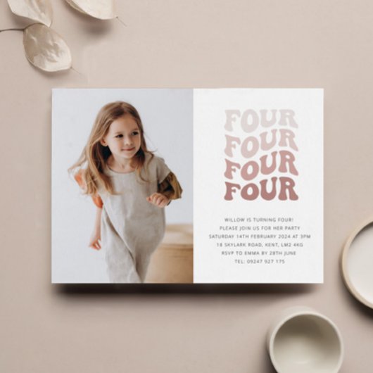 Quatre Cartes d'invitation de paysage au style rét