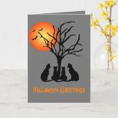 Quatre chats au clair de lune Carte de vœux 13 x 1 (Fleur jaune)