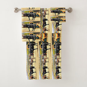 Quatre chevaux et un ensemble de serviette de