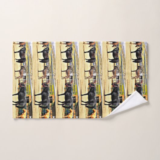 Quatre chevaux et un ensemble de serviette de (Serviette à main)