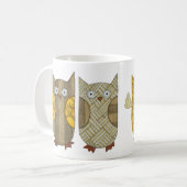 Quatre Chouettes d'or en café Mug (Devant gauche)