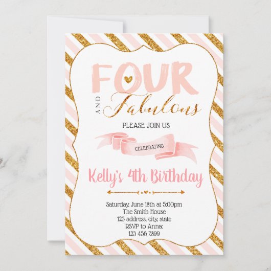 Quatre et fabuleuse invitation d'anniversaire (Devant)