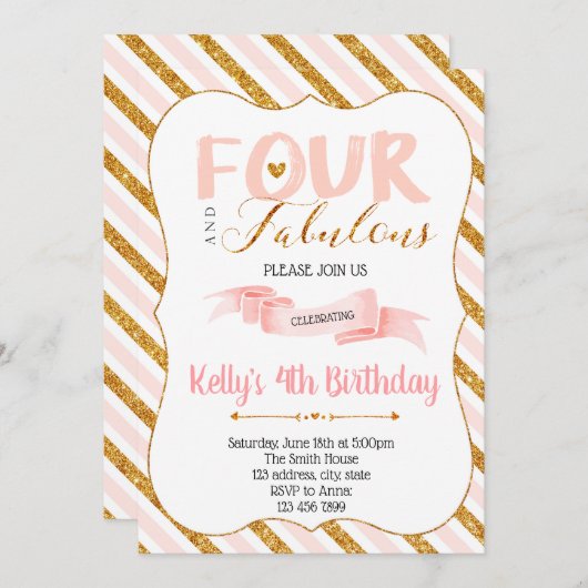 Quatre et fabuleuse invitation d'anniversaire (Devant / Derrière)