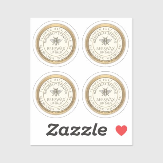 Quatre Étiquettes de lave à lèvres en cire d'abeil (Feuille)