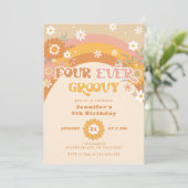 Quatre fois super anniversaire rétro Invitation (Debout devant)