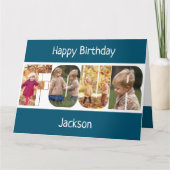 QUATRE Lettres Photo Filles roses 4e Carte Anniver (Devant)