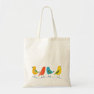 QUATRE OISEAUX COLORÉS DESIGN MINIMALISTE SUR SAC