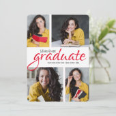 Quatre Photo Vert Rectangle Faire-part de graduati (Debout devant)