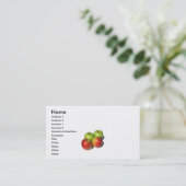 Quatre pommes sur carte de visite (Debout devant)