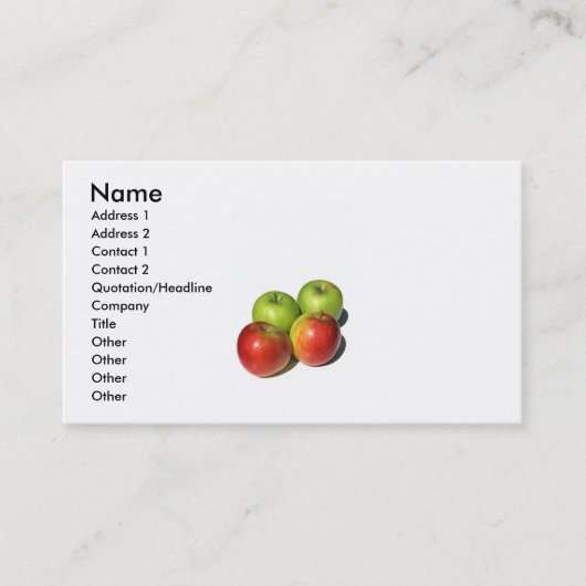 Quatre pommes sur carte de visite (Devant)