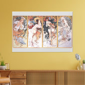 Quatre Saisons, Mucha Impression sur toile Faux (Insitu(Salon))