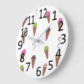 Quatre Saveurs de crème glacée sur cônes, horloges (Angle)