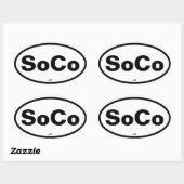 QUATRE Stickers ovales SoCo (Feuille)
