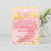 Quatre Super fille invitation de 4ème anniversaire (Debout devant)