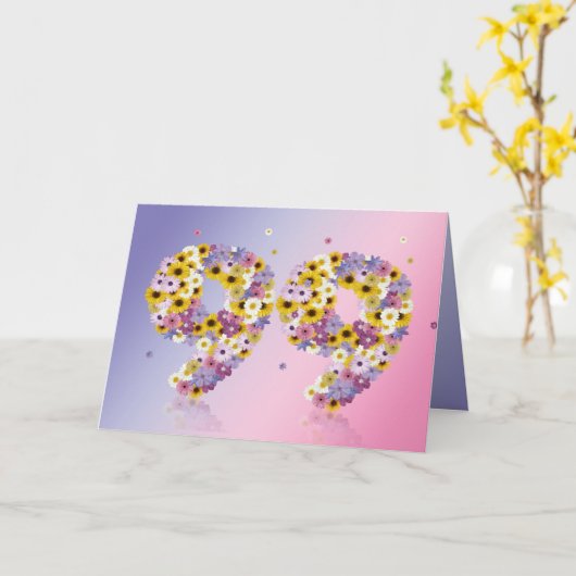 quatre-vingt-dix-neuvième carte d'anniversaire (Fleur jaune)