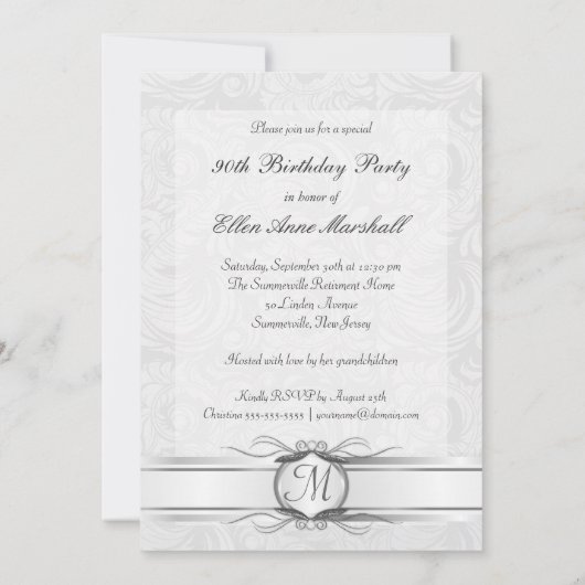 quatre-vingt-dixième anniversaire - invitation (Dos)