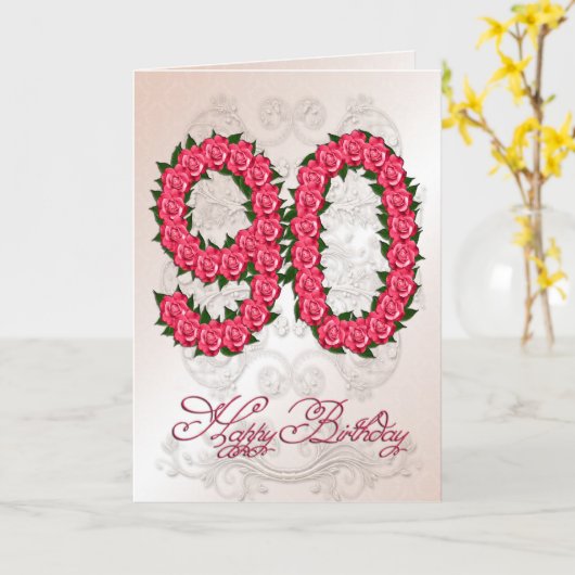 quatre-vingt-dixième carte d'anniversaire avec les (Fleur jaune)