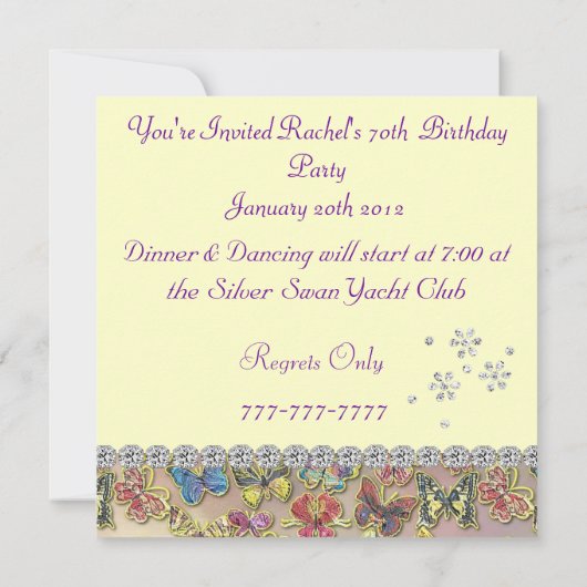 quatre-vingt-dixième Invitation POURPRE BLING (Dos)