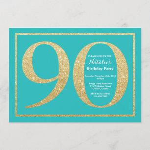 quatre-vingt-dixième Invitation Teal