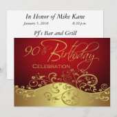 Quatre-vingt-dixième invitations personnalisées de (Devant / Derrière)