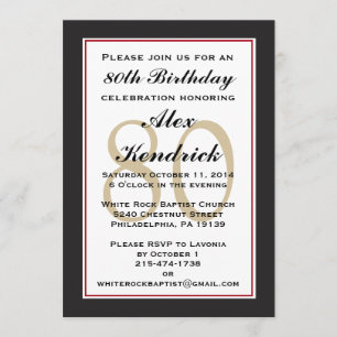 quatre-vingtième Invitation de fête d'anniversaire