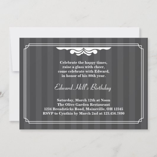 quatre-vingtième Invitation élégante de fête (Devant)