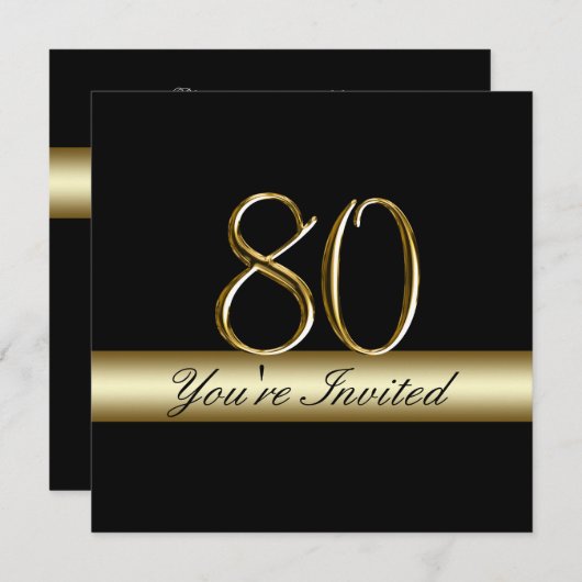 Quatre-vingtième invitations d'anniversaire en (Devant / Derrière)