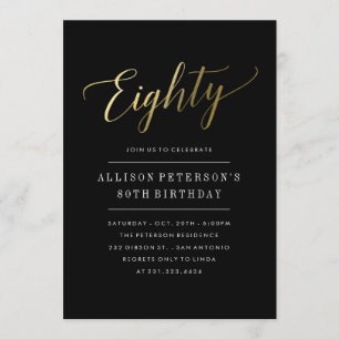 quatre-vingtième Invitations d'anniversaire - or