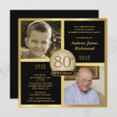 quatre-vingtième Invitations d'anniversaire puis (Devant / Derrière)