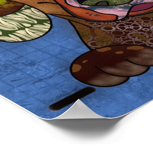 Quatre visages de chien moche unique affiche d'art (Coin)