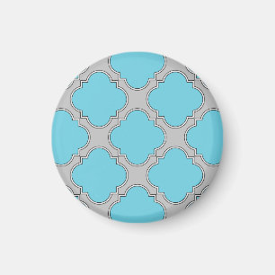 Quatrefoil blauw en grijs magneet