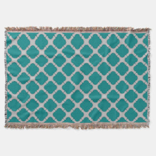 Quatrefoil blauwgroen en grijs deken