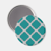 Quatrefoil blauwgroen en grijs magneet (Voorkant / Achterkant)