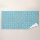 Quatrefoil bleu et gris (Serviette de bain)