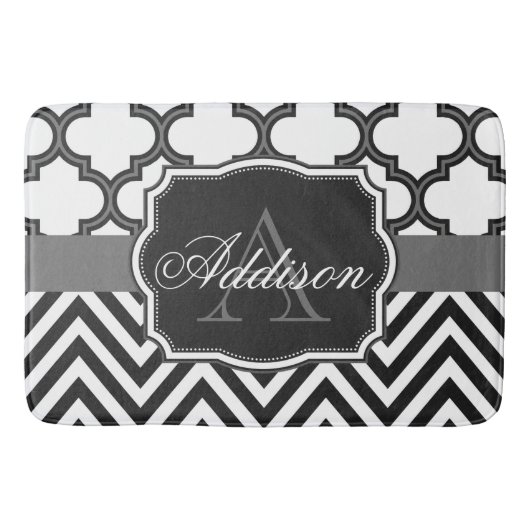 Quatrefoil Chevron Monogram Badmat (Voorkant)