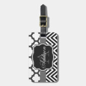 Quatrefoil Chevron Monogram Bagagelabel (Voorkant verticaal)