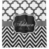 Quatrefoil Chevron Monogram Douchegordijn (Voorkant)