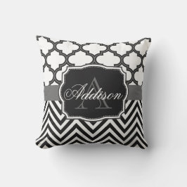 Quatrefoil Chevron Monogram Kussen