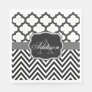 Quatrefoil Chevron Monogram Servet