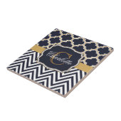 Quatrefoil Chevron Monogram Tegeltje (Zijkant)