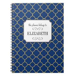 Quatrefoil clover Patronnavy bruiloft planner Notitieboek