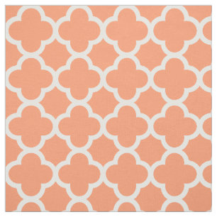 Quatrefoil Coral Peach Blauwgroen Marokkaans Stof