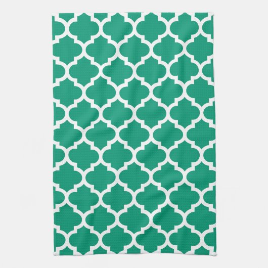 Quatrefoil Emerald Green Kitchen Towels Theedoek (Verticaal)