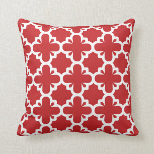 Quatrefoil Flair Pattern Red Kussen
