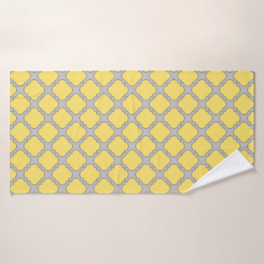 Quatrefoil geel en grijs badhanddoek (Badhanddoek)