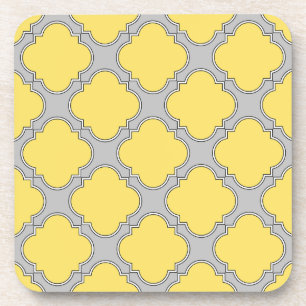 Quatrefoil geel en grijs drankjes onderzetter