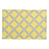 Quatrefoil geel en grijs kussensloop (Achterkant)