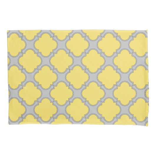 Quatrefoil geel en grijs kussensloop (Voorkant)