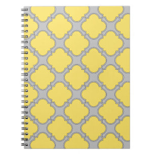 Quatrefoil geel en grijs notitieboek